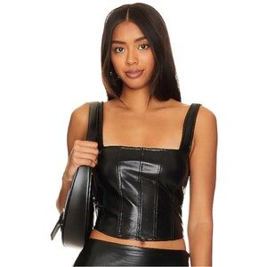 Show Me Your Mumu Black Faux Leather Women's Corset Top